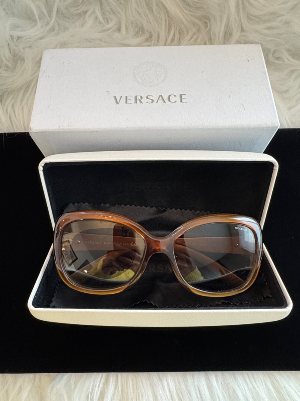 Versace Brown Pearlized Oversized Sunglasses NEED NEW LENSES